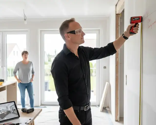 Fachgerechtes Aufmaß für die Küchenplanung im Küchenstudio Schwabach durch einen Experten.